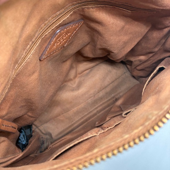 Fossil Fiona Polka Dot Canvas Crossbody Shoulder Purse Bag Cow Hide - Picture 9 of 12